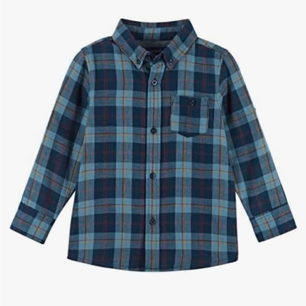 Andy and Evan Plaid Button Front shirt 2T NWT Navy
